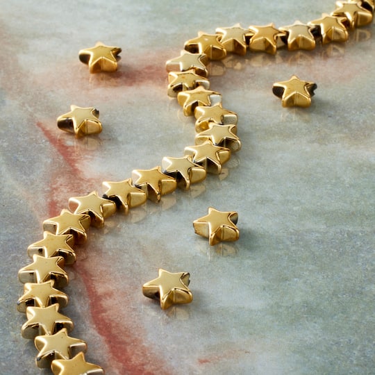 Gold Reconstituted Hematite Star Beads, 8mm by Bead Landing™